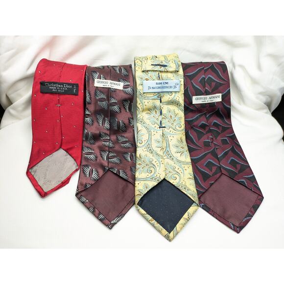 Lot of 4 Christian Dior Giorgio Armani Massimo Bizzocchi Ties Silk Career Work - Picture 2 of 8